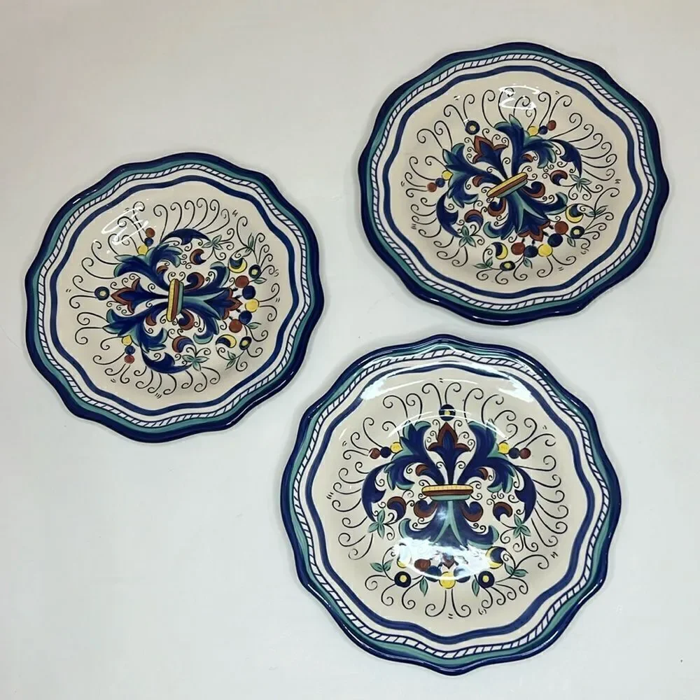 Pier One Imports Salad plates San Marino Handcrafted Earthenware 8 1/2 In Set 3
